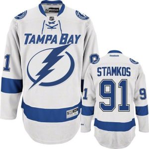 Miehille NHL Tampa Bay Lightning Pelipaita Steven Stamkos #91 Reebok Valkoinen Vieras